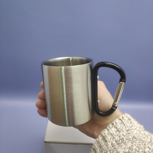 Металлический кружка Gayart с ручкой-карабином походная, 230 мл.